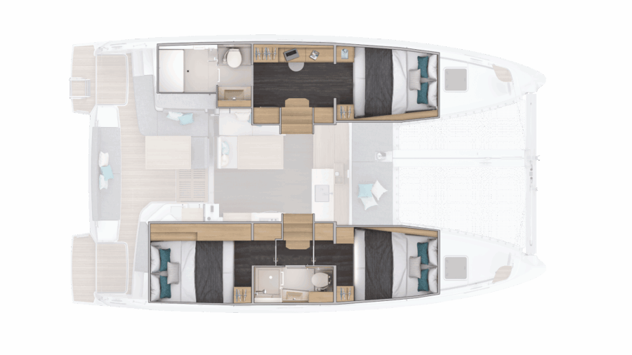 Lagoon 38 3 cabin design