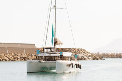Catamaran coming to the dock