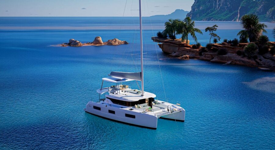 Lagoon 47 at anchor